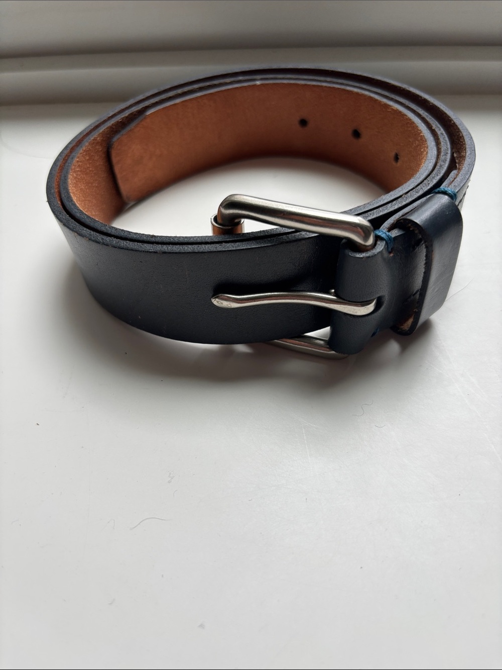 Classic Blue Leather Belt for Men